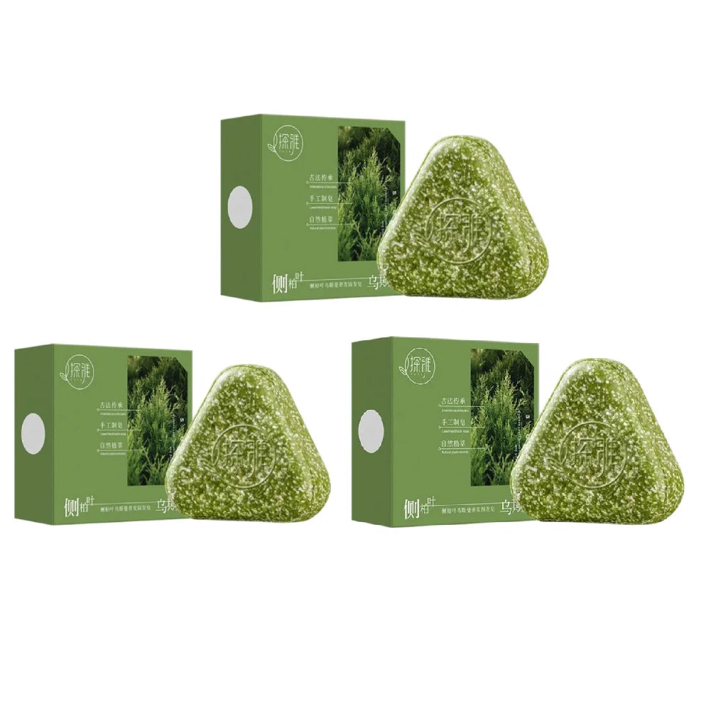 1/3PCS Usman Grass & Platycladus Natural Herbal Shampoo Soap Strengthens Roots Controls Oil Cleanses Scalp Hair Growth Hair Soap Oasis Select Three-piece set