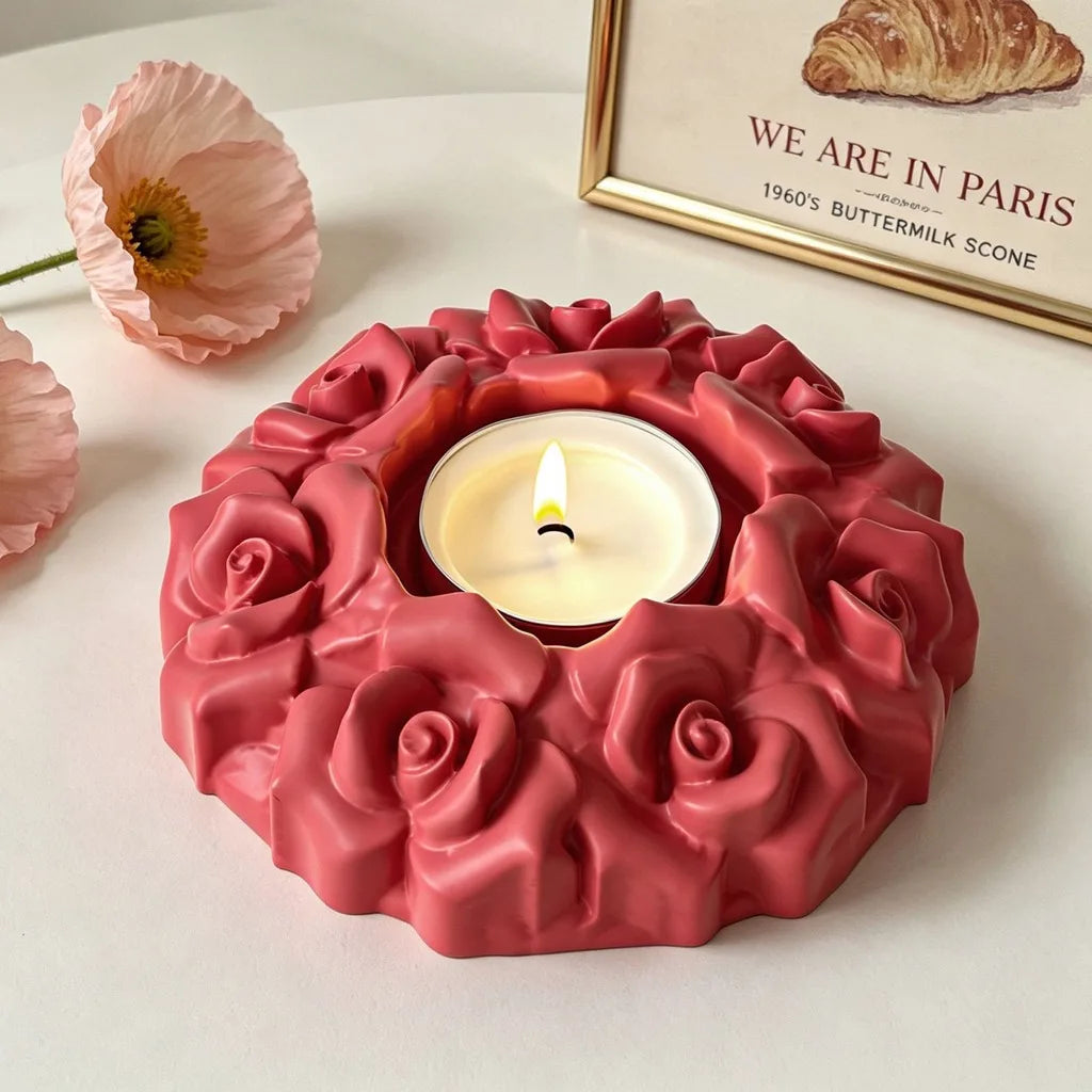 Silicone Candle Holder Mold Delicate Flower Wreath Candle Mold Plaster Craft Mold Elegant For Diy Crafting Table Decoration Home Oasis Select