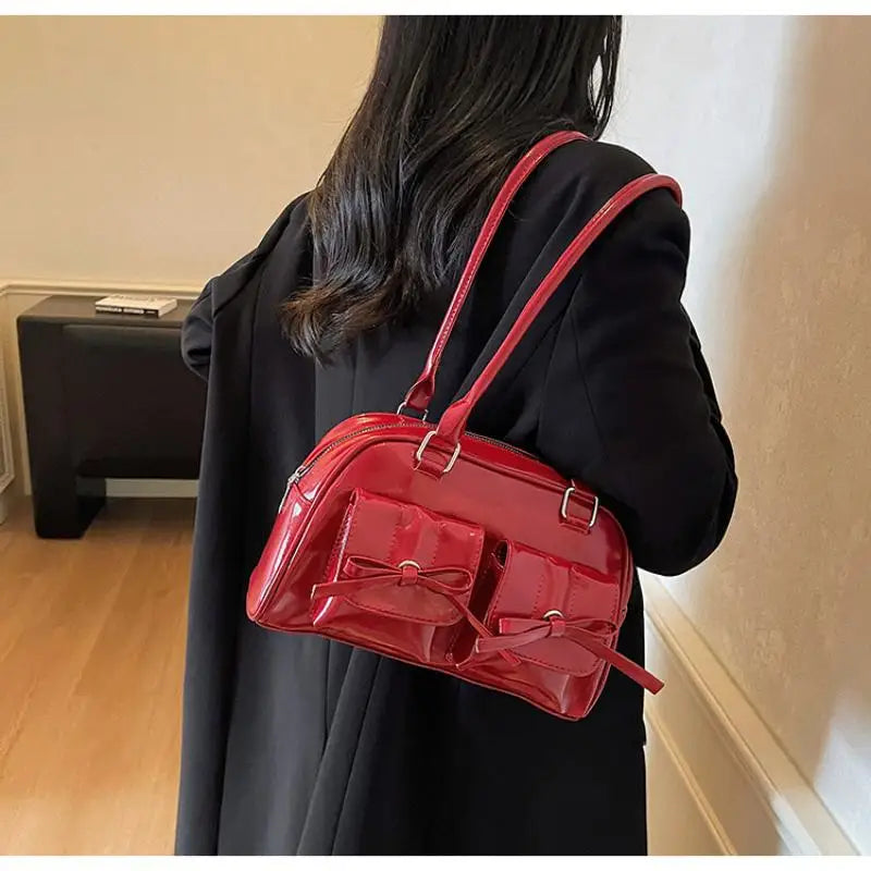 Vintage PU Leather Shoulder Tote Bag | Large Women's Handbag