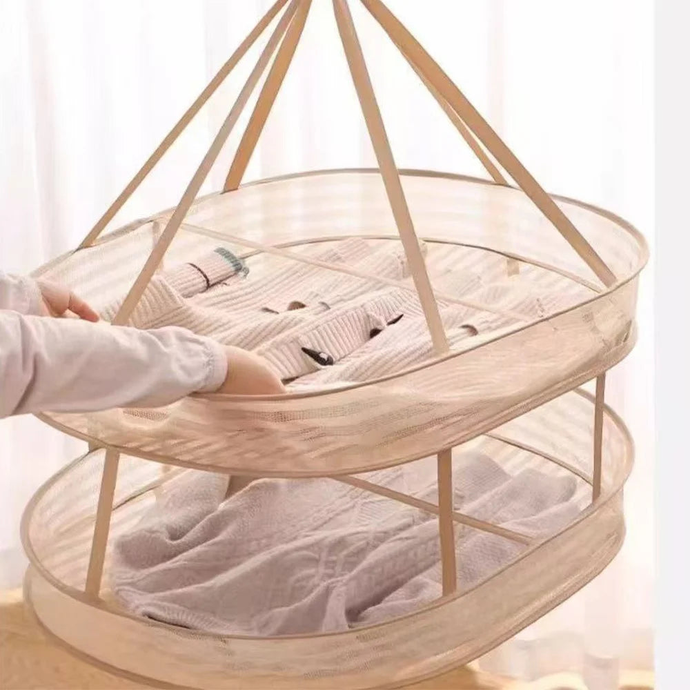 Foldable Hanging Mesh Laundry Bag Windproof Stretch Resistant Anti-shrink Clothes Washing Net for Underwear Sweater Oasis Select