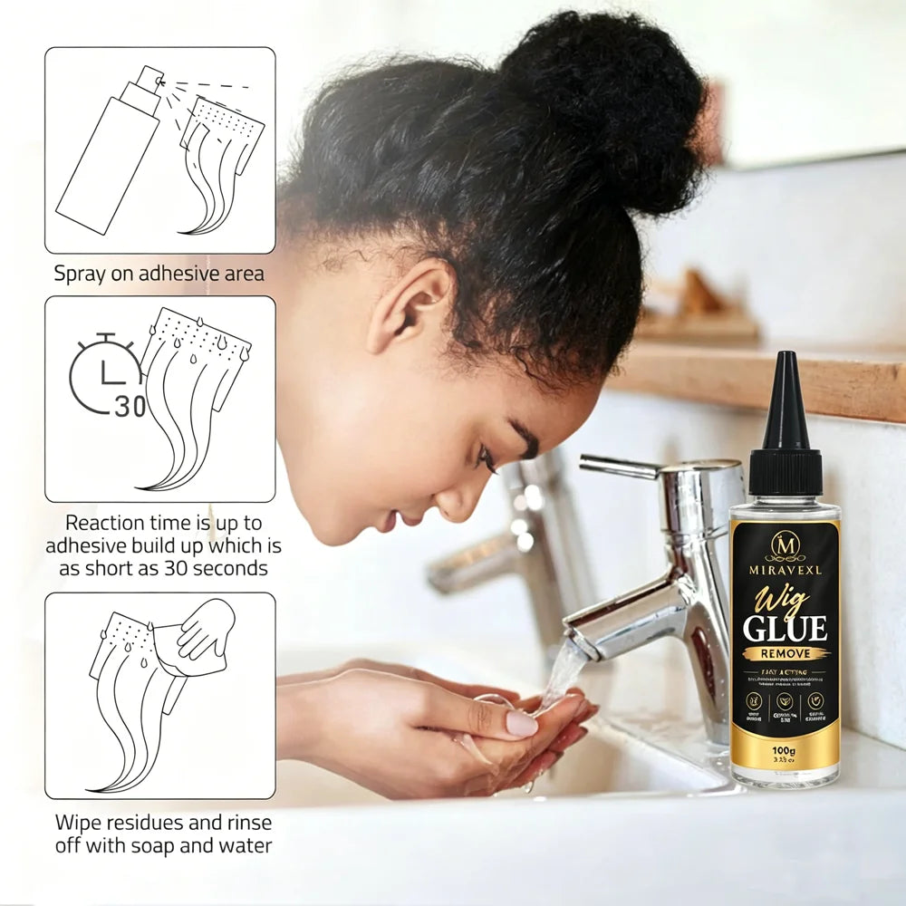 MIRAVEXL Wig Glue Remove— Suitable for wig tape, lace hairpieces, and tape-in hair extensions; gently dissolves the bond. Oasis Select