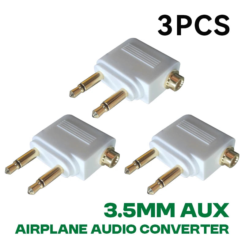 Wholesale 1-10PCS/Lot 3.5MM AUX Airplane Audio Converter Airline Aircraft Headphone Plug Jack Audio Adapter For Aircraft Travel Oasis Select 3PCS White