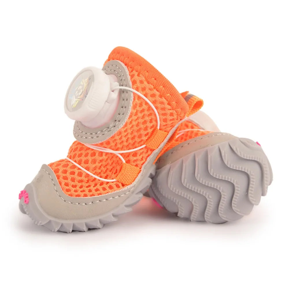 4-Pack Breathable Mesh Dog Shoes | Reflective Adjustable Boots Dog Shoes & Boots Oasis Select Orange size 3