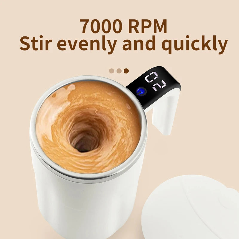 Automatic Stirring Coffee Cup with Temperature Display USB Rechargeable Milk Shake Cup 304 Stainless Steel Magnetic Stirrer Oasis Select
