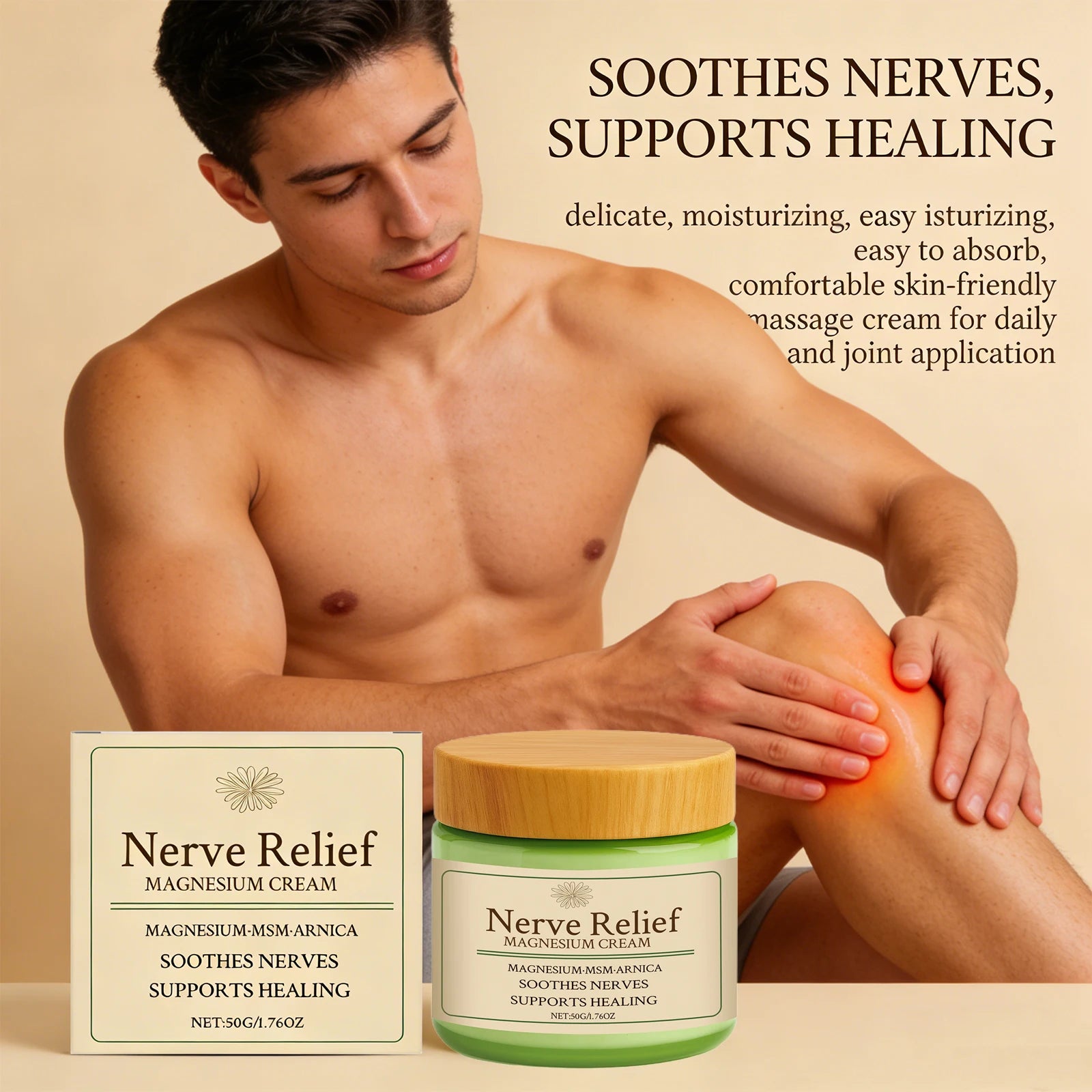 Nerve Relief Magnesium Cream Relieve Muscle Pain Moisturizing Body Massage Cream Relax Muscles Soothing Nourishing Skin Care 50g Oasis Select