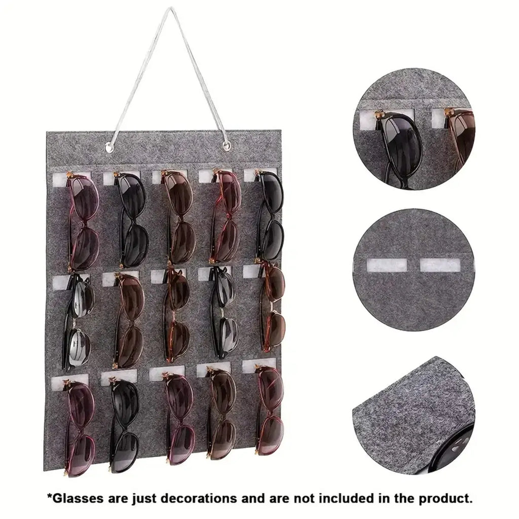 1pc Foldable glasses hanging bag, sunglasses storage rack, wall mounted sunglasses storage bag, glasses display rack Oasis Select GRAY
