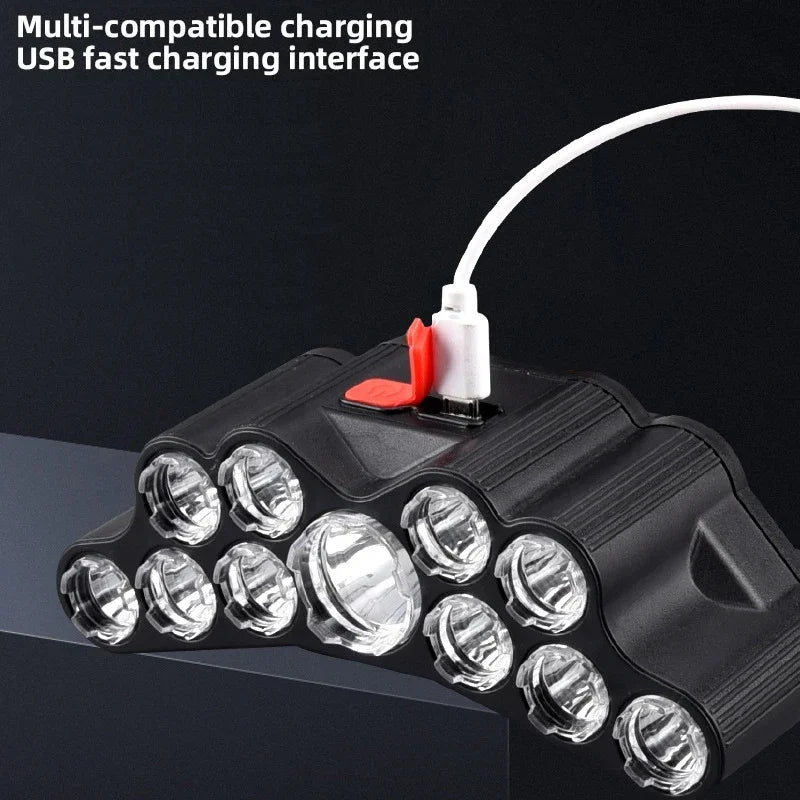 Rechargeable LED Headlamp 5/11 LEDs IPX4 Waterproof | USB Charge