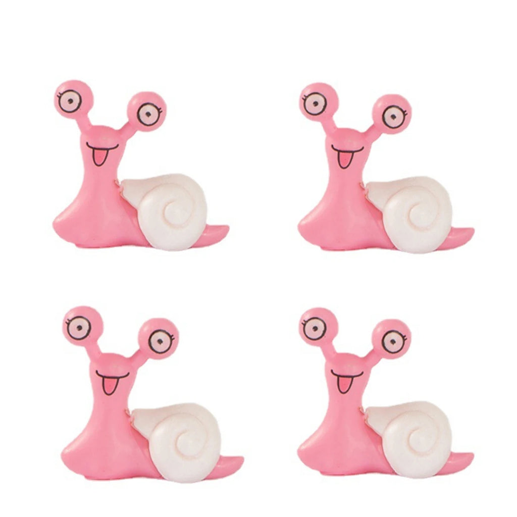 2-8 PCS Miniature Resin Snail Figurine – Cute Garden Ornament for Fairy Dollhouse, Bonsai Plant Decor & Terrarium Oasis Select Pink-4pcs