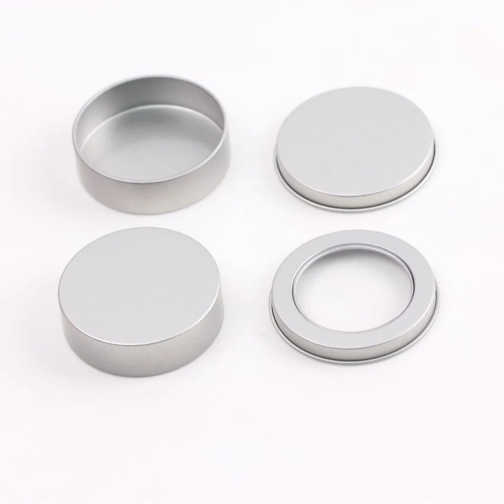 Round Tin Box – Refillable Metal Storage Jar for DIY & Travel