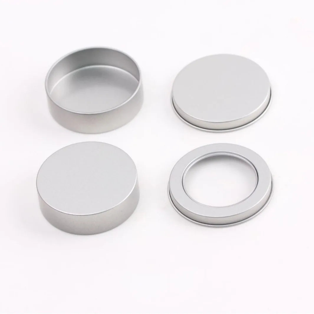Round Tin Box – Refillable Metal Storage Jar for DIY & Travel