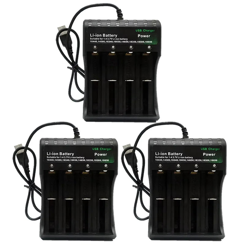 1-5Pcs 18650 Battery Charger Black 1 2 4 Slots AC 110V 220V Dual For 18650 Charging 3.7V Rechargeable Lithium Battery Charger Oasis Select 4 Slots USB-3pcs