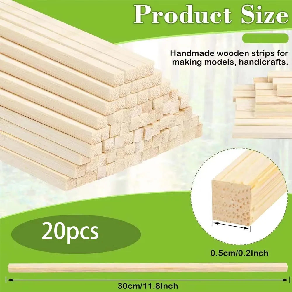 Square Wood Sticks – Unfinished Hardwood Dowels for DIY Crafts