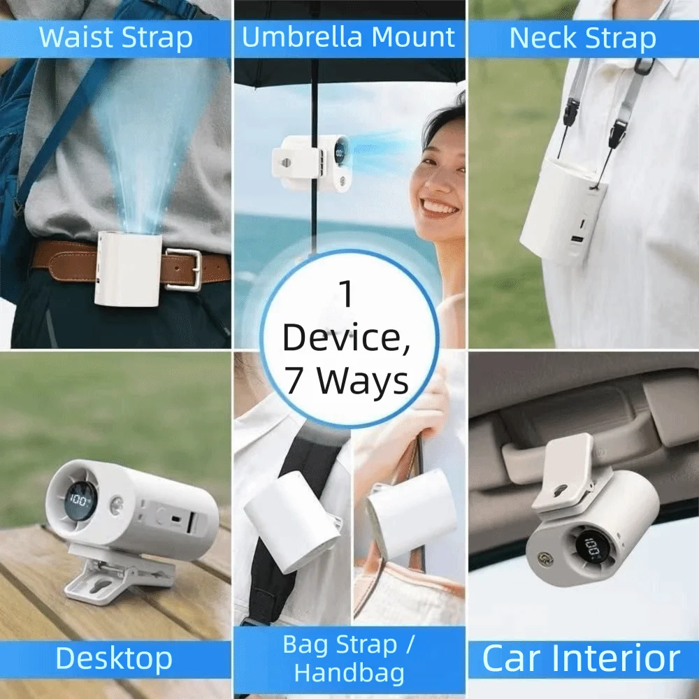 Detachable Design Portable Mini Fan Compact Lightweight Simple One-button Control Clip-on Waist Fan Adjustable Airflow Oasis Select