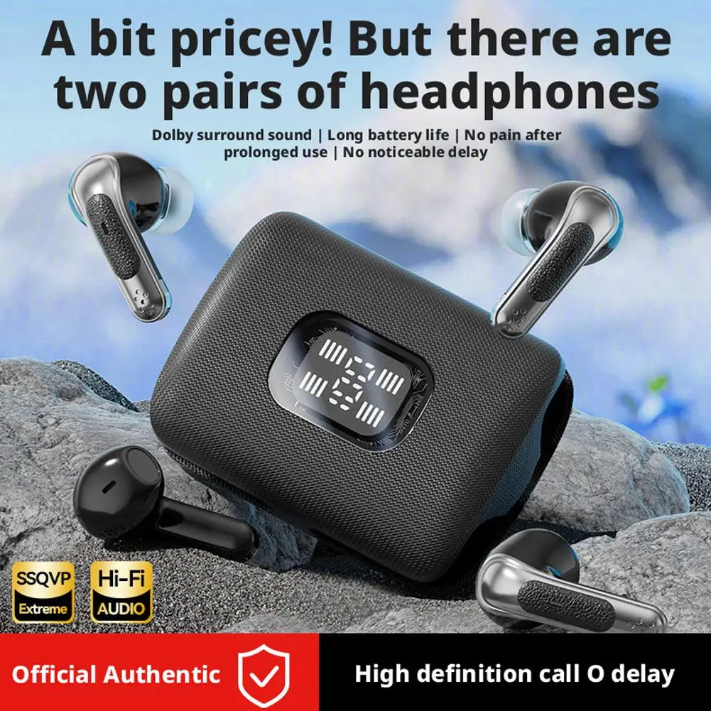 GRWIBEOU 2-Pair Bluetooth Earbuds | Dual Case, ANC & Display
