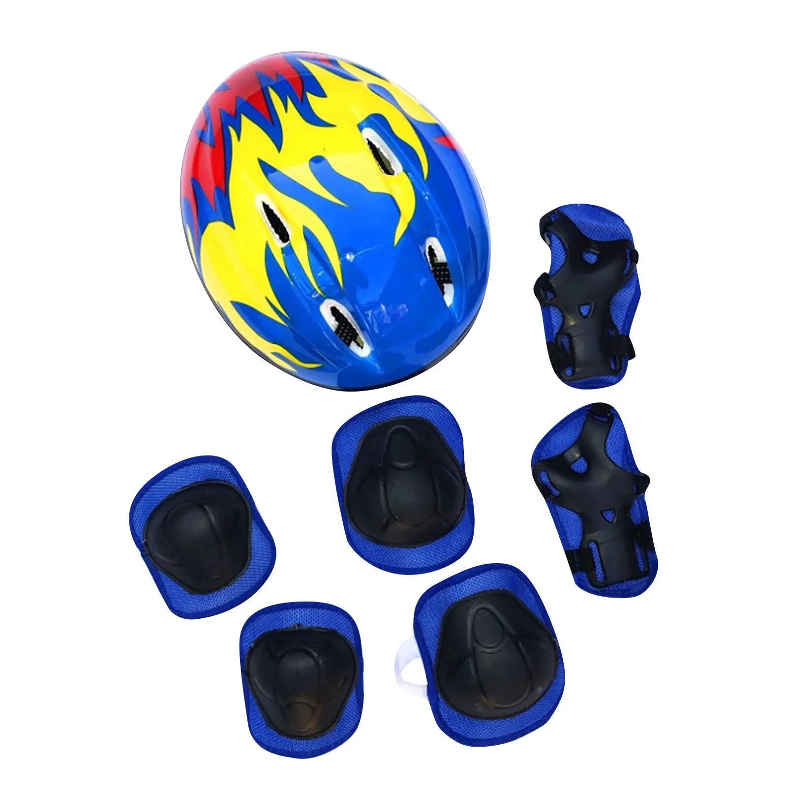 Children Protective Body Gear Safety Protection with Helmet Impact Resistant 7 in 1 Shock-absorbing Breathable for Outdoor Sport Oasis Select Blue One Size