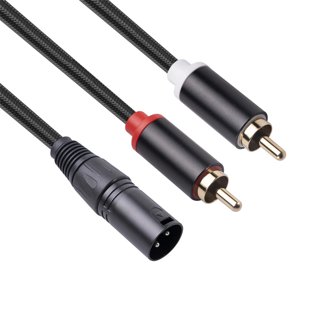 3-Pin XLR Male To 2-RCA Male Microphone Audio Cable Y Adapter Converter 1M 2M Canon Public To Double RCA Public Mixer Lotus Oasis Select 2M