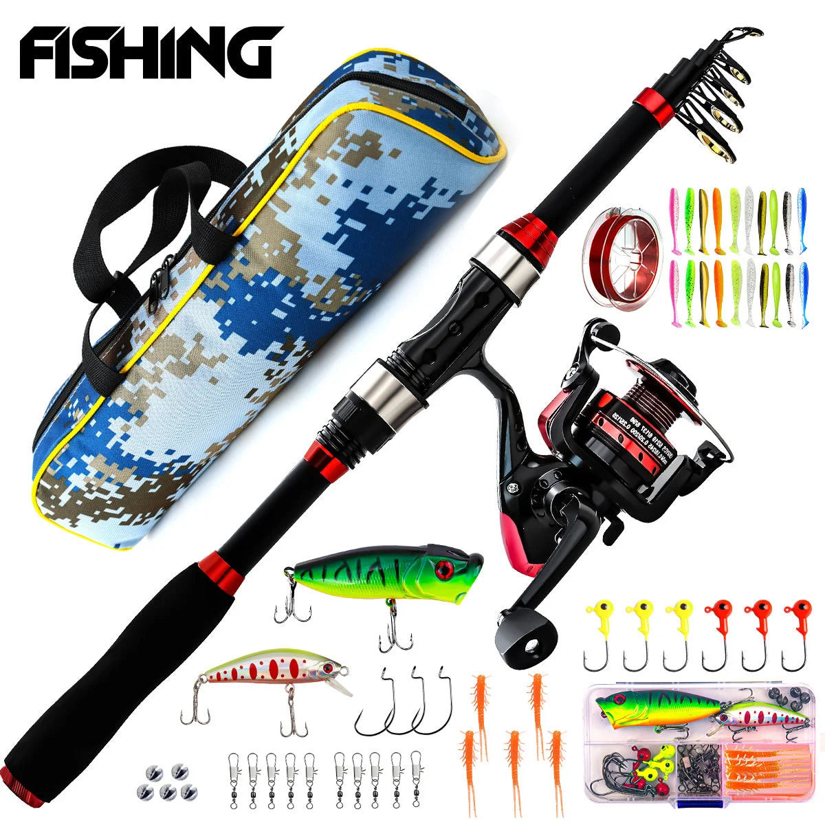 Luyahai Rod Set, Far throw Spinning Wheel Fishing Gear Bag Combination, Full Set of Carbon Rod, Ultra Light and Super Oasis Select 1