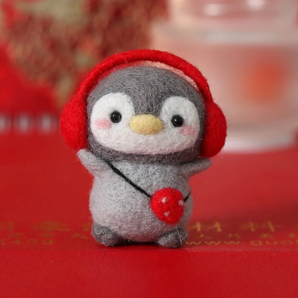 Cute Not Finished Wool Felting Kit Cartoon Cute Penguin Needle Felting Kit Handmade DIY Felting Starter Kit Oasis Select 02
