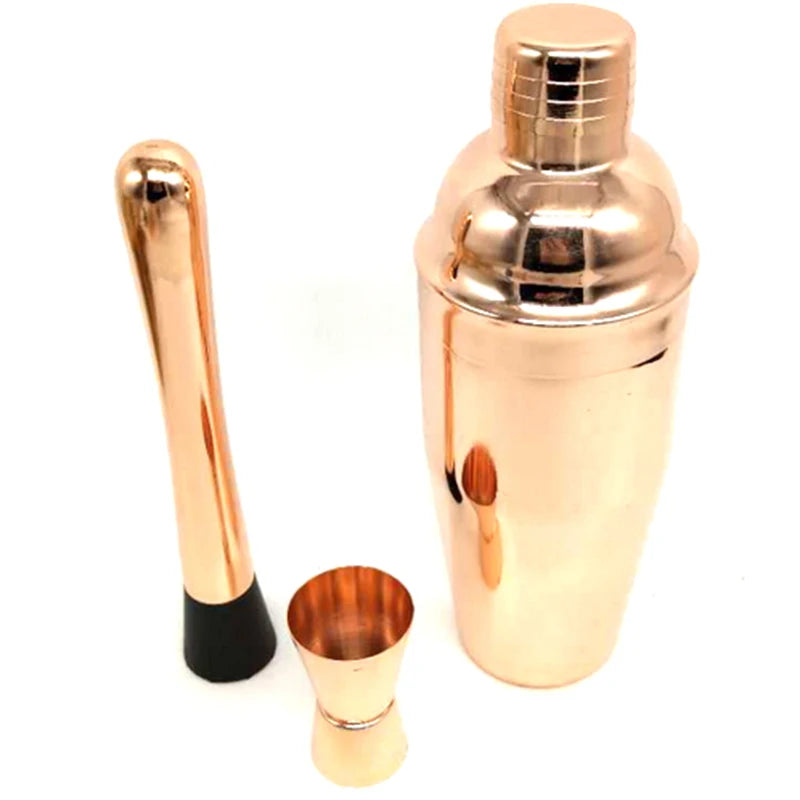 11 Pcs 750ML Cocktail Shaker Y Shiny Stainless Steel British Cocktail Shaker Set Rose Gold Color Oasis Select