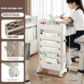 Side table bookshelf, schoolbag storage rack, household multi-level mobile trolley, learning supplies storage rack Oasis Select white