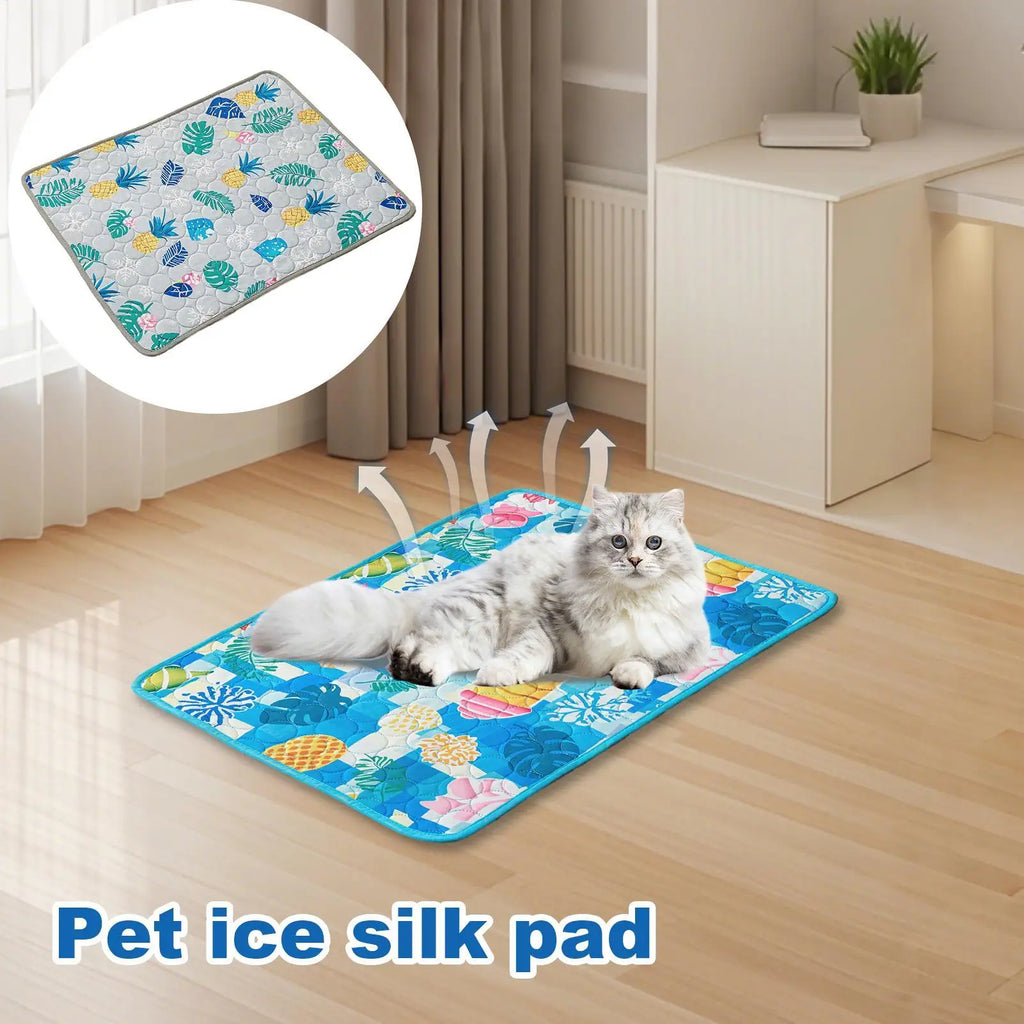 Pet Cooling Mat Cat Cooling Mat And Sleeping Pad For Pets Summer Cool Pads Blanket Washable Ice Silk Breathable Mat Pet supplies Oasis Select