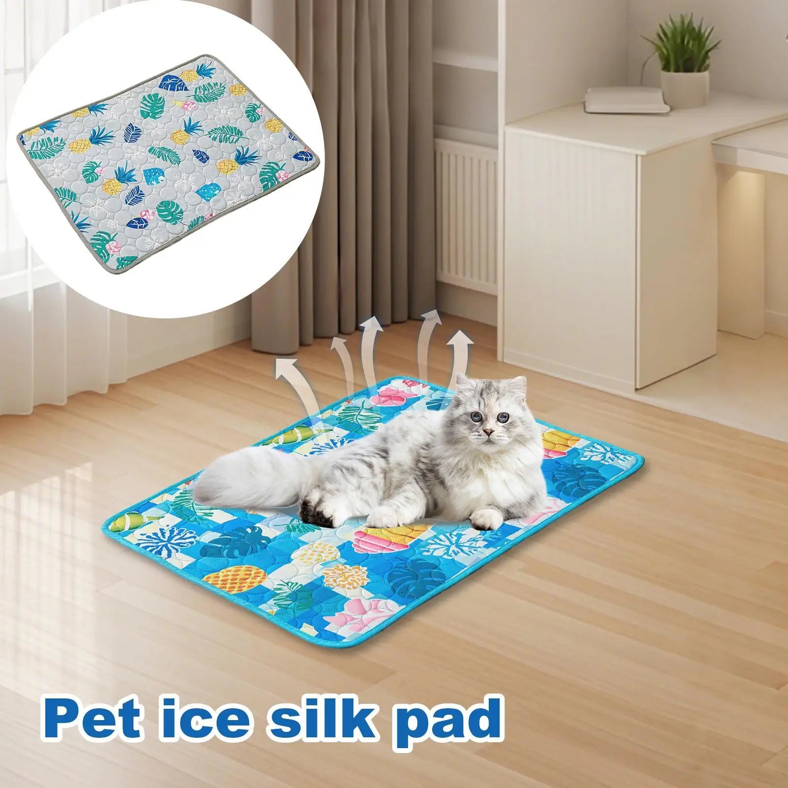Pet Cooling Mat Cat Cooling Mat And Sleeping Pad For Pets Summer Cool Pads Blanket Washable Ice Silk Breathable Mat Pet supplies Oasis Select