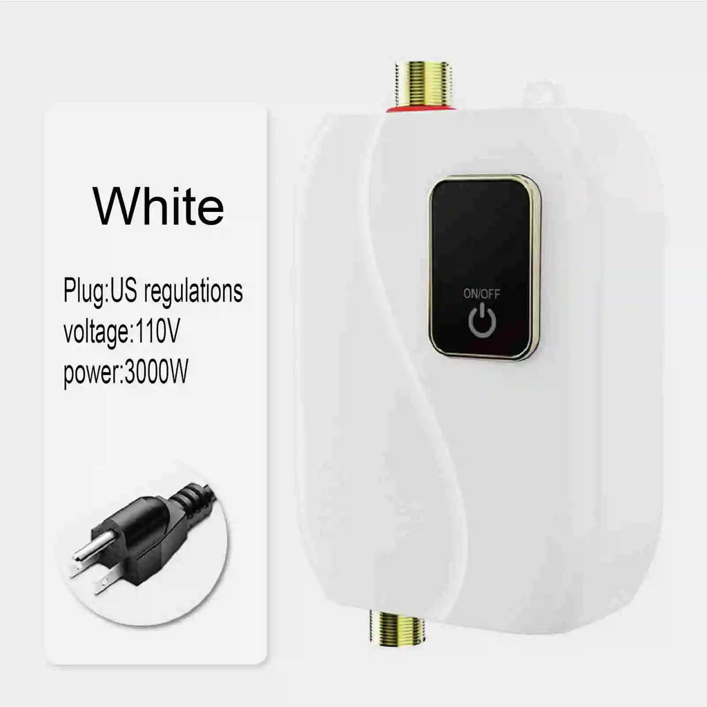 Instant Water Heater 220V 3500W Mini Electric Tankless Hot Water Heater Bathroom Kitchen Washing with LCD Display for Shower Oasis Select US