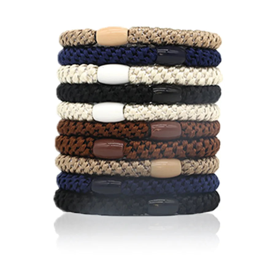 10pcs 5mm Black Mix Elastic Hair Ties Hair Bands No Damage Soft Ponytail Holders Hair Accessories for Girls Women Oasis Select Black Coffee