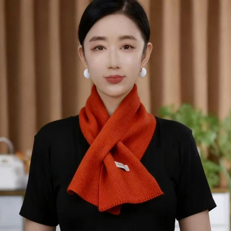 Women's Winter Knit Crossover Scarf – Warm Neck Collar