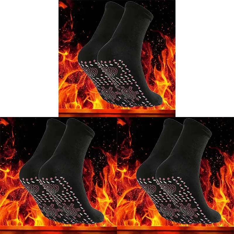 9/6/3/1Pairs Magnetic Socks Self Heating Therapy Magnetic Therapy Pain Relief Socks Woman Men Self-Heating Socks Oasis Select 3 pairs-black