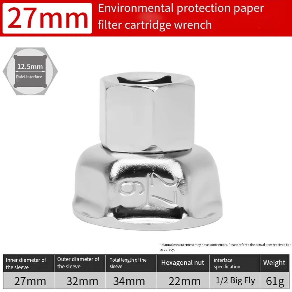 64mm-89mm End Cap Machine Filter Removal Tool 1/2inch Square Drive Oil Filter Remove Tool Machine Filter Hand Tool Oasis Select 27mm 6