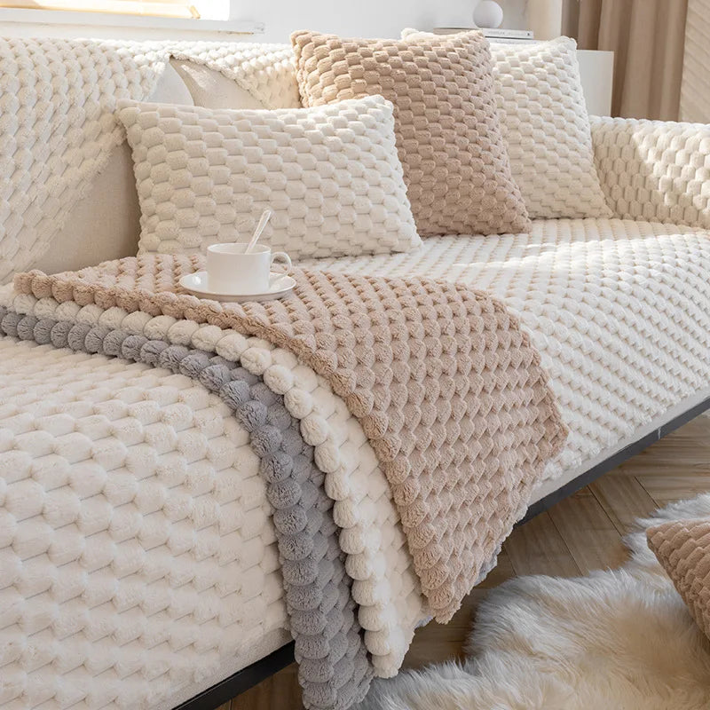 Winter Plush Sofa Cushion Thickened Seat Cushion Simple Modern Anti Slip Sofa Cover Fabric Household Goods Cover Sofa Oasis Select