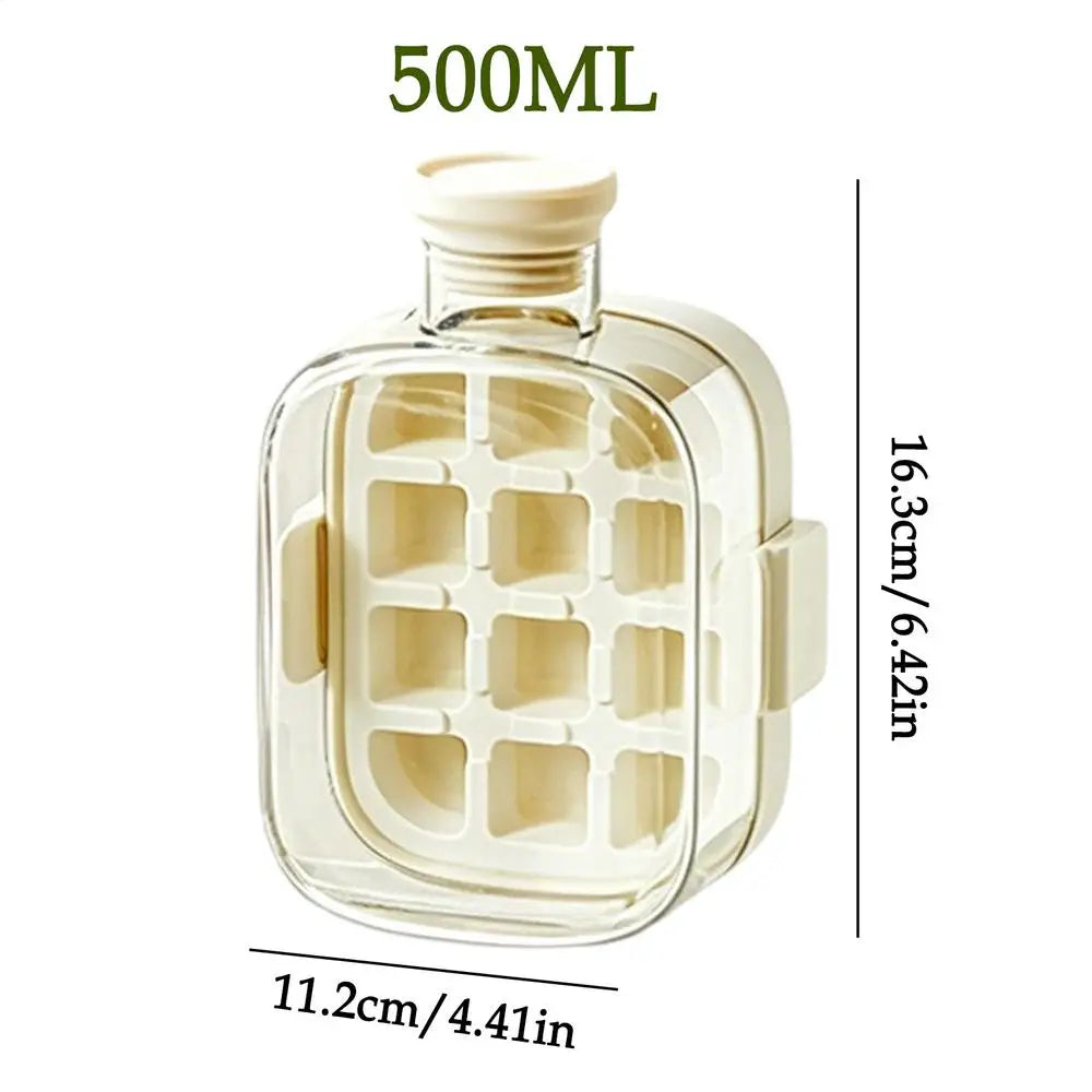 Ice Mold Bottle 2-in-1 Iced Drink Making Easy Release Ice Maker Ice Cube Bottle with Straw Easy Release Water Bottle Ice Mold Oasis Select White 500ML