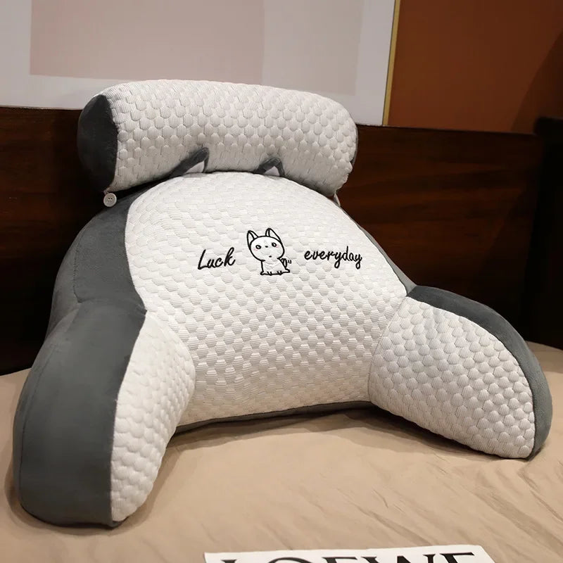 1pc Ergonomic Reading Pillow with Adjustable Back Support, Soft Lumbar Cushion for Bed, Sofa, Chair – Breathable & Comfortable Oasis Select Light Grey