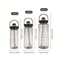1.5L/2L/3L Sports Water Bottle Portable Leakproof Large Capacity Water Jugs Lightweight with Time Marker Clear Drink Bottle Oasis Select 2.1L black