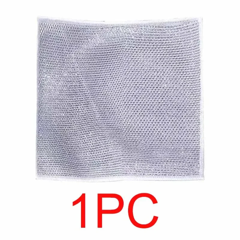 Kitchen Teel Wire Cleaning Cloths Double Sided Thickened Metal Silver Wires Rags Kitchen Dish Pot Washing Cloth Towel Clean Tool Oasis Select 1PC Double Layer
