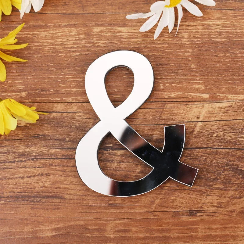 Silver Letter Acrylic 3D Mirror Wall Sticker Home Decor Alphabet