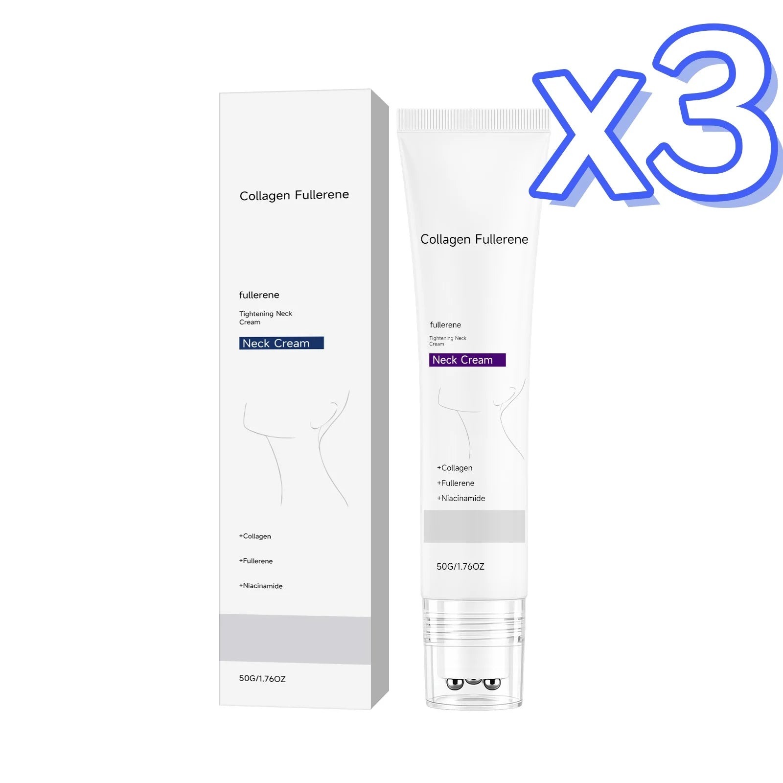 Collagen Neck Cream Reduce Neck Wrinkles Fine Lines Firming Lifting Neck Eliminate Double Chin Skincare Neck Lines Protein Cream Oasis Select 50g Boxed x 3pcs