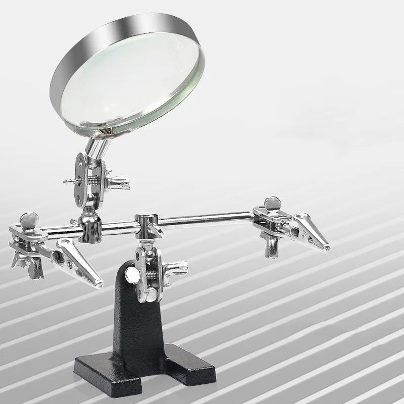 Soldering Iron Station Stand With Welding Magnifying Glass Clip Clamp Third Hand Helping Desktop Magnifier Soldering Repair Tool Oasis Select