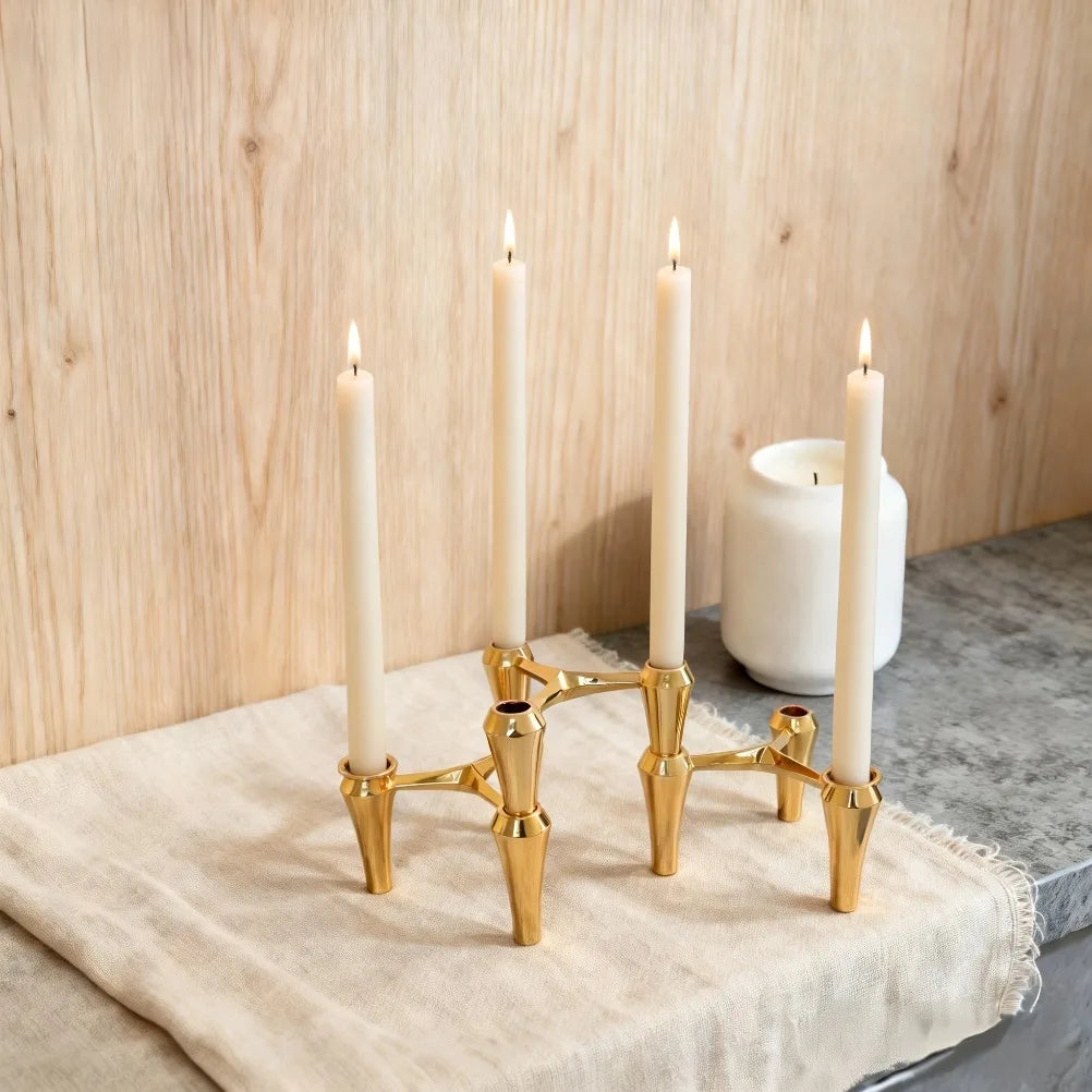 Minimalism Alloy Stackable Candle Holder Set Creative Candlestick Ornament Western Restaurant Candle Stand Home Decoration Oasis Select