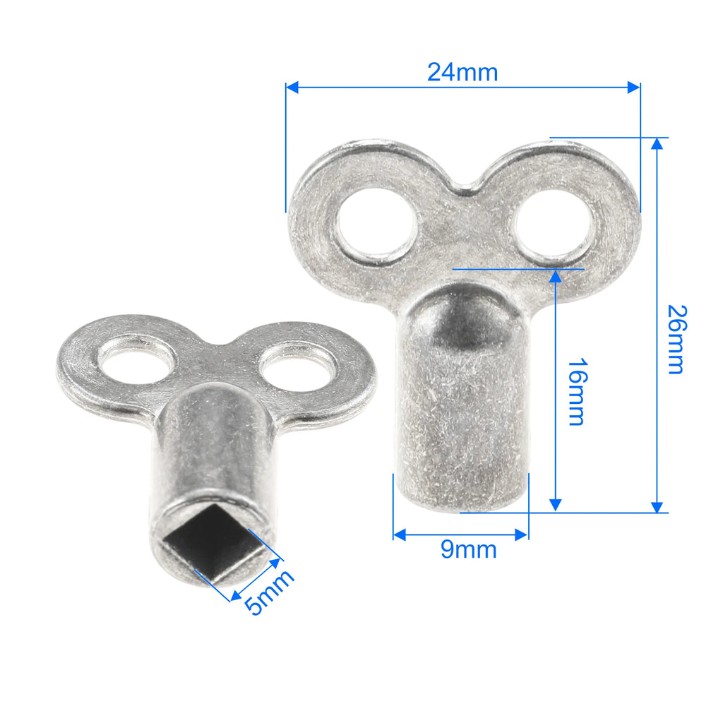 2pcs Zinc Alloy Radiator Vent Key 5mm Square Socket Heating Bleeding Exhaust Valve Tool for Standard Heaters Oasis Select 2pcs 25x26mm 1