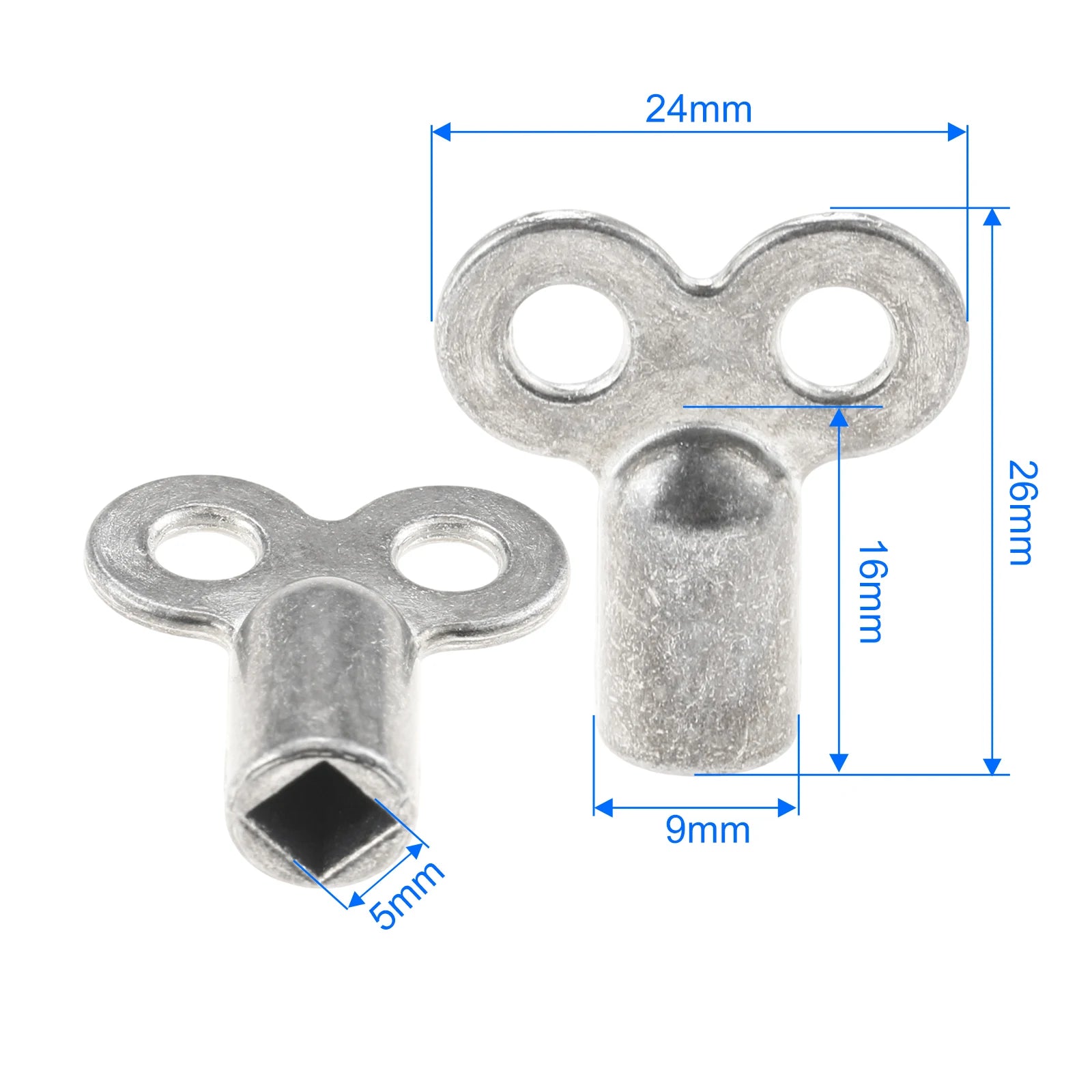 2pcs Zinc Alloy Radiator Vent Key 5mm Square Socket Heating Bleeding Exhaust Valve Tool for Standard Heaters Oasis Select 2pcs 25x26mm 1