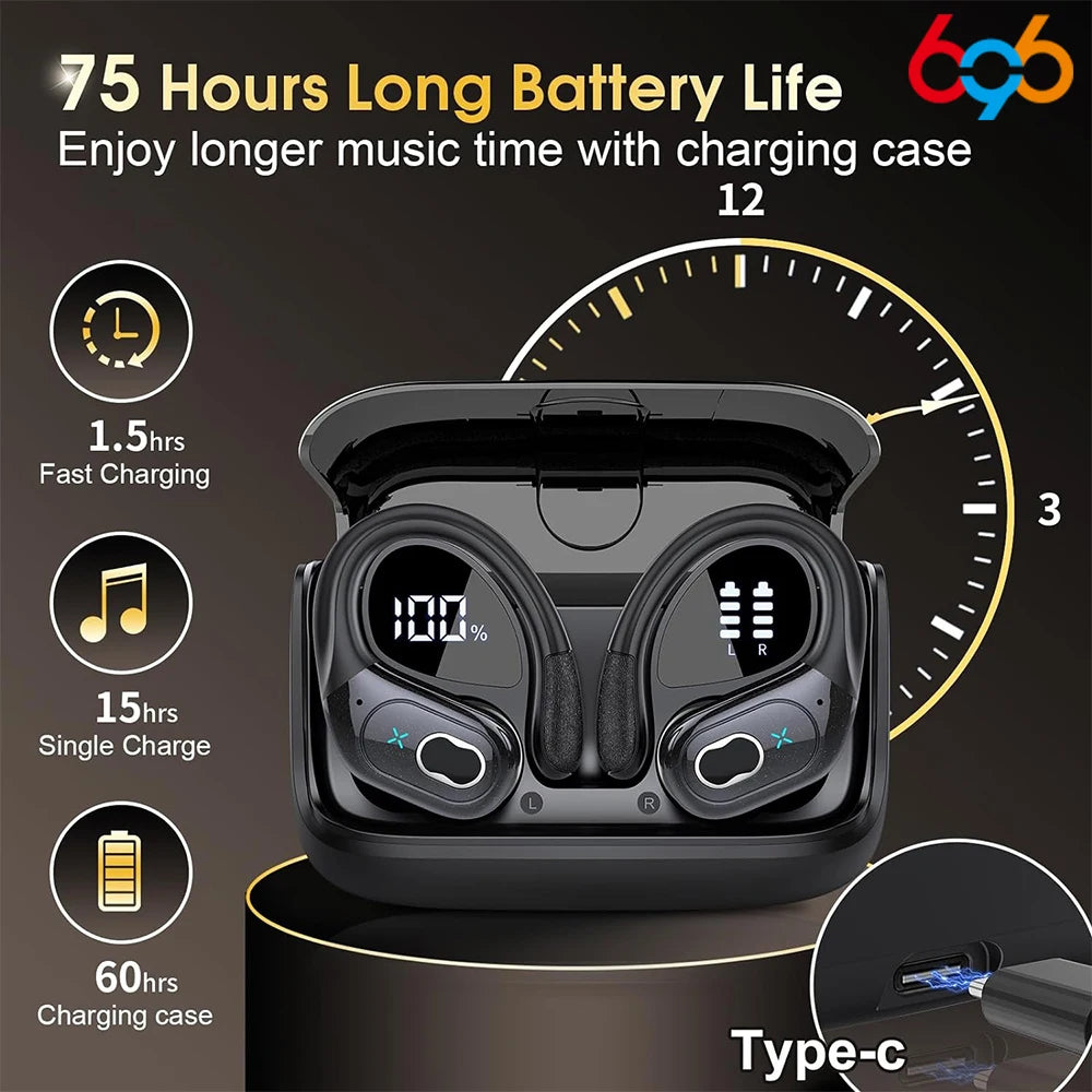 Ear Ganging Type Headset Men Women Waterproof HiFi Stereo Sound Blue Tooth Headphone Music Sports Earphone ENC Noise Cancelling Oasis Select