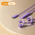 Ear Clip Type Wired Headphones 3.5mm/Type-C HiFi Ear Clip Headphones Wire Control Stereo Earbuds Not In Ear Headphones Oasis Select purpel type-c