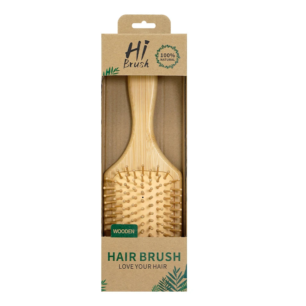 Natural Bamboo Air Cushion Hair Brush with Gift Box - Wooden Massage Comb for Smoothing Detangling Anti-Static Hair Care Oasis Select 887-4-box