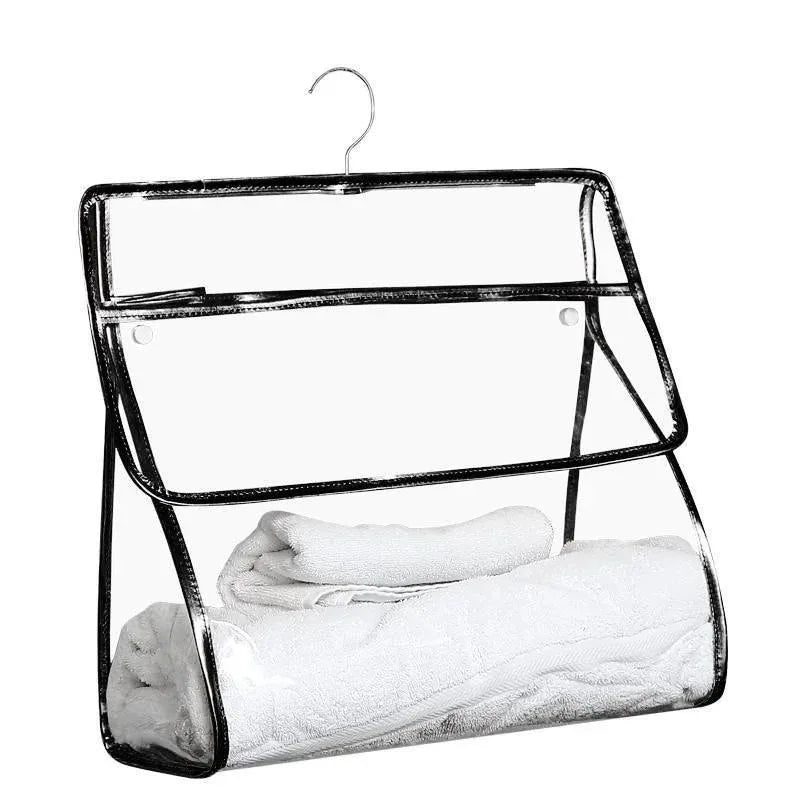 Waterproof Hanging Bathroom Bag Mobile Phone Clothing Storage Bag Cosmetic Storage Bag Transparent Wash Bag Oasis Select black XL 1-5 Cells