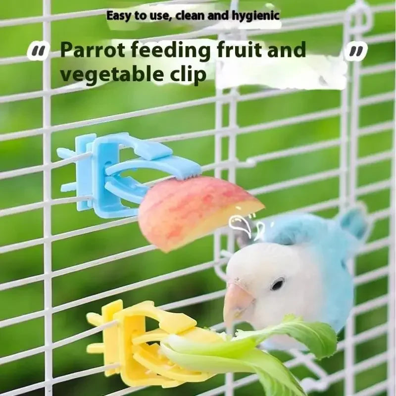 2/4Pcs Pet Bird Food Holder Parrot Fruits Vegetables Clip Bracket Cuttlefish Bone Feeder Device Clamp Bird Cage Accessories Oasis Select