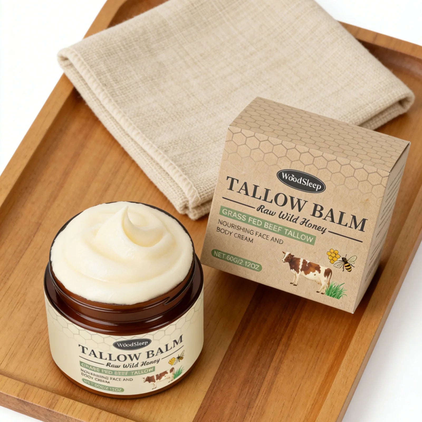 WoodSleep Beef Tallow Body Cream – Nourishing Moisturizer 60g Tallow Body Cream Oasis Select