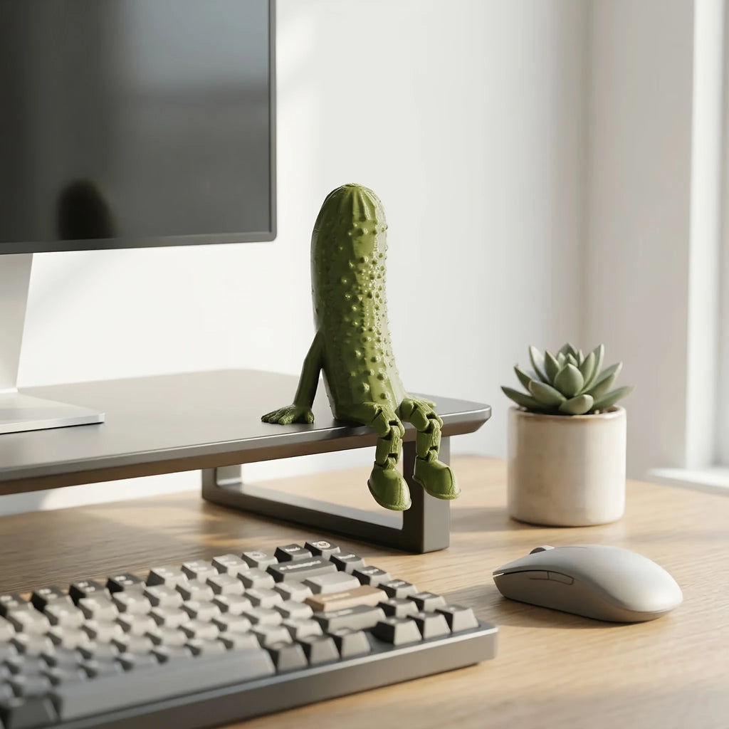 Articulated Pickle Figurine 3D Printed Movable Pickle Desk Accompanying Fruit Little People Ornament Fun Quirky Home Decor Gifts Oasis Select
