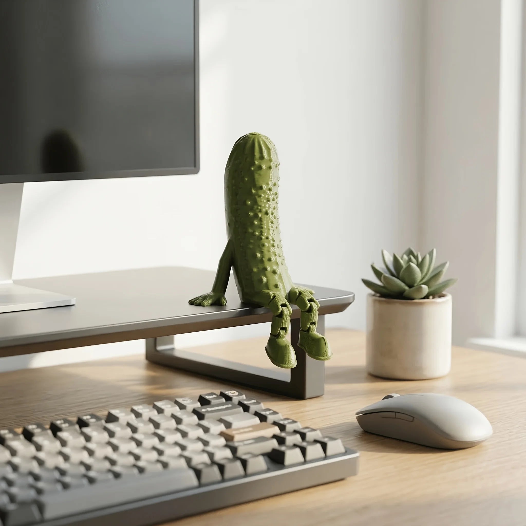 Articulated Pickle Figurine 3D Printed Movable Pickle Desk Accompanying Fruit Little People Ornament Fun Quirky Home Decor Gifts Oasis Select